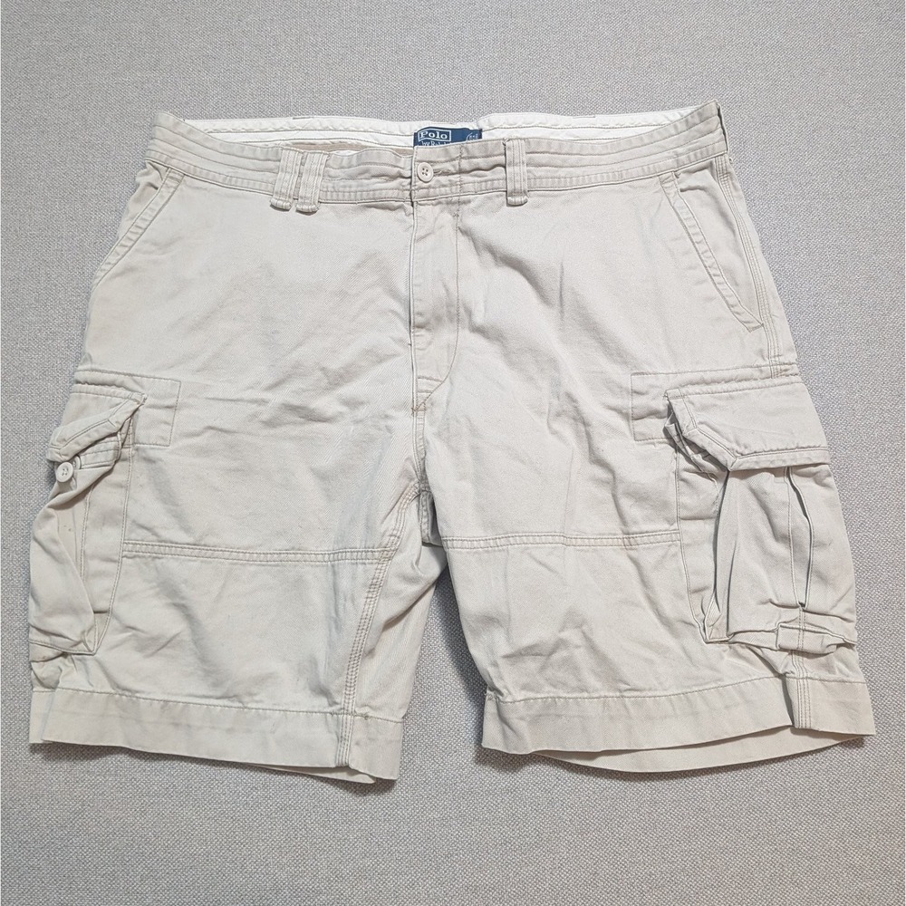 Polo Ralph Lauren Men's Khaki Size 42 Cargo Chino 100% Cotton Shorts Tan Summer